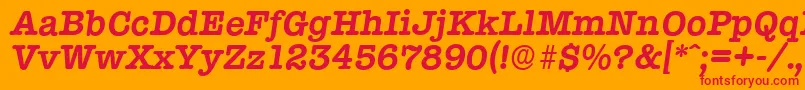 フォントTypewriterserialBolditalic – オレンジの背景に赤い文字