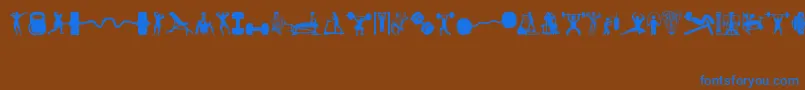 Gym Font – Blue Fonts on Brown Background