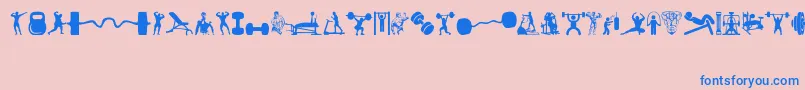 Gym Font – Blue Fonts on Pink Background