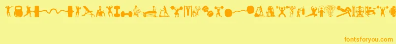 フォントGym – オレンジの文字が黄色の背景にあります。