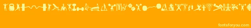 Gym-Schriftart – Gelbe Schriften auf orangefarbenem Hintergrund