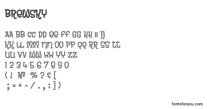 Czcionka Brewsky – alfabet, cyfry, specjalne znaki