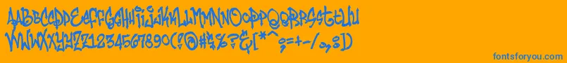 Lisätietoja HumbuckerNasty-fontista HumbuckerNasty-fontti – siniset fontit oranssilla taustalla