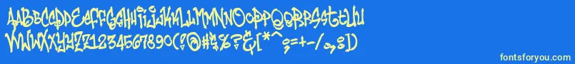 HumbuckerNasty Font – Yellow Fonts on Blue Background