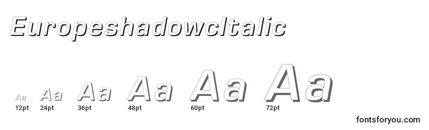 Размеры шрифта EuropeshadowcItalic