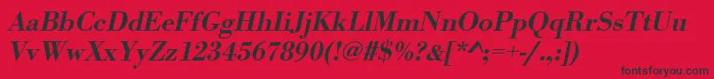 フォントUrwbodonitmedOblique – 赤い背景に黒い文字