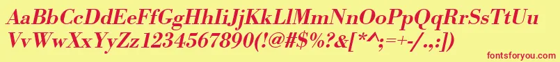 UrwbodonitmedOblique Font – Red Fonts on Yellow Background