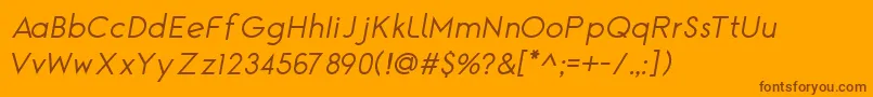 Czcionka TgAlcefunItalic – brązowe czcionki na pomarańczowym tle