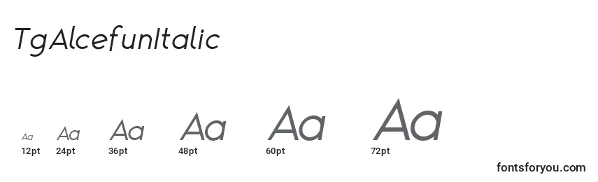 Größen der Schriftart TgAlcefunItalic