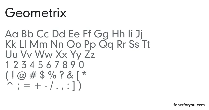 Шрифт Geometrix – алфавит, цифры, специальные символы