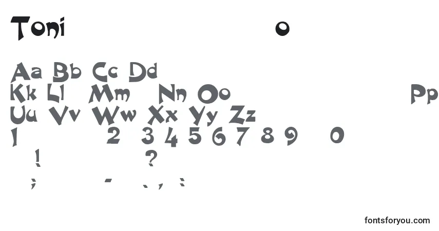 Шрифт Tonio – алфавит, цифры, специальные символы