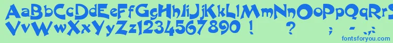 フォントTonio – 青い文字は緑の背景です。