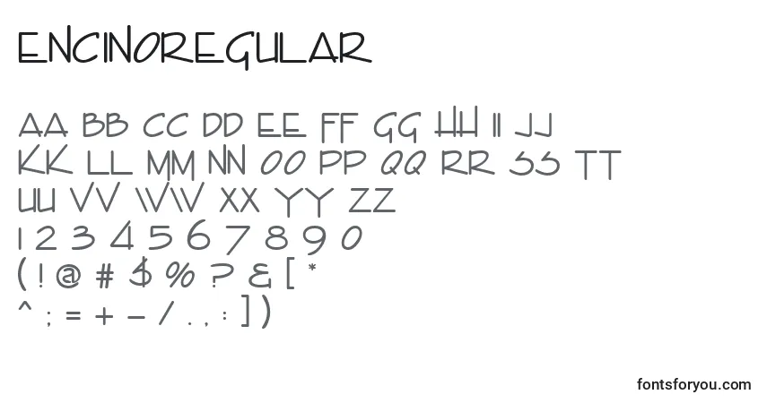 Czcionka EncinoRegular – alfabet, cyfry, specjalne znaki