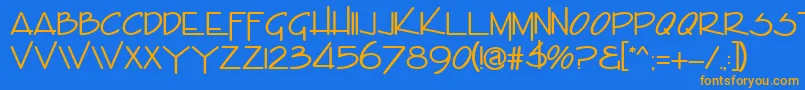 フォントEncinoRegular – オレンジ色の文字が青い背景にあります。