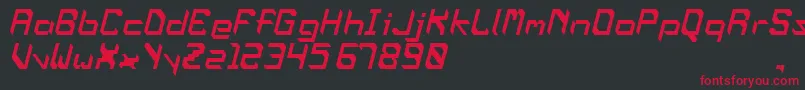 フォントOblaqueOblique – 黒い背景に赤い文字