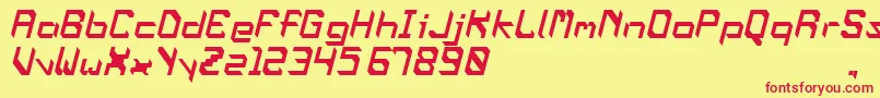 フォントOblaqueOblique – 赤い文字の黄色い背景