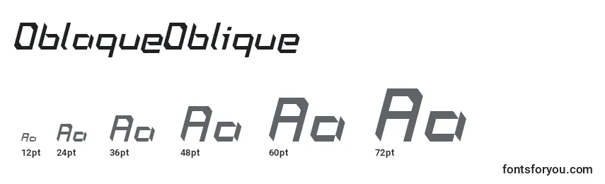 Размеры шрифта OblaqueOblique