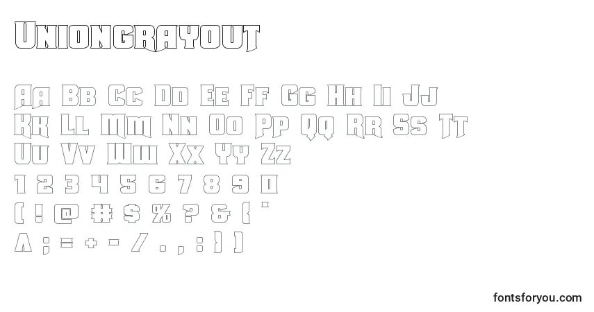 A fonte Uniongrayout – alfabeto, números, caracteres especiais