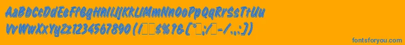 RetailScriptLetPlain.1.0-Schriftart – Blaue Schriften auf orangefarbenem Hintergrund