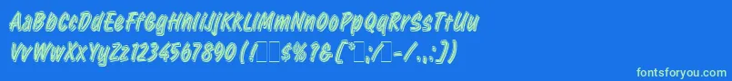 RetailScriptLetPlain.1.0 Font – Green Fonts on Blue Background