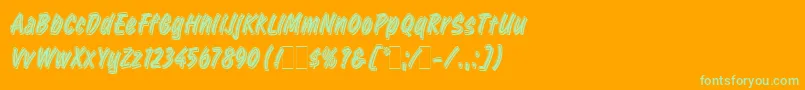 RetailScriptLetPlain.1.0-Schriftart – Grüne Schriften auf orangefarbenem Hintergrund