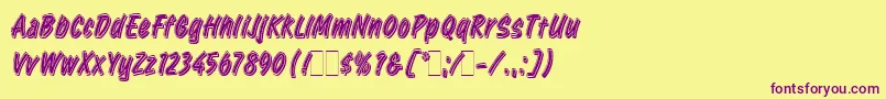 RetailScriptLetPlain.1.0 Font – Purple Fonts on Yellow Background