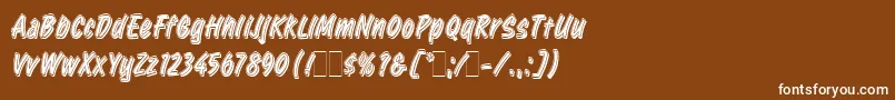 フォントRetailScriptLetPlain.1.0 – 茶色の背景に白い文字