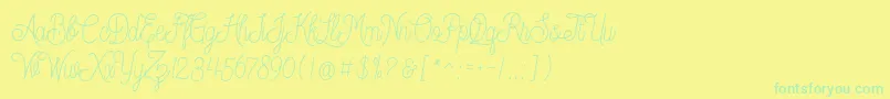 Dreamcatcherspersonaluse Font – Green Fonts on Yellow Background