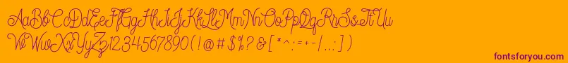 Dreamcatcherspersonaluse-Schriftart – Violette Schriften auf orangefarbenem Hintergrund