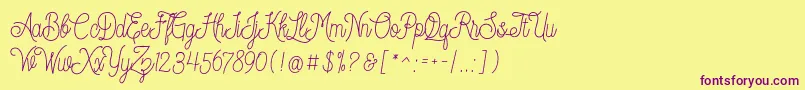 Dreamcatcherspersonaluse Font – Purple Fonts on Yellow Background