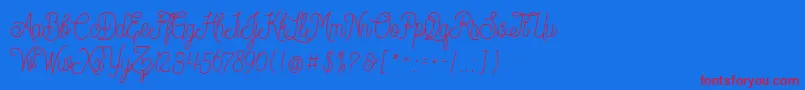 Dreamcatcherspersonaluse-Schriftart – Rote Schriften auf blauem Hintergrund