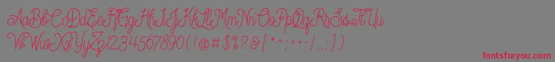 フォントDreamcatcherspersonaluse – 赤い文字の灰色の背景