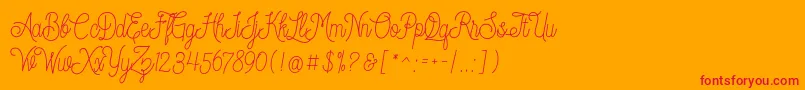 Dreamcatcherspersonaluse-Schriftart – Rote Schriften auf orangefarbenem Hintergrund