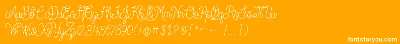 Dreamcatcherspersonaluse-Schriftart – Weiße Schriften auf orangefarbenem Hintergrund