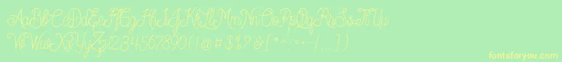 Dreamcatcherspersonaluse Font – Yellow Fonts on Green Background