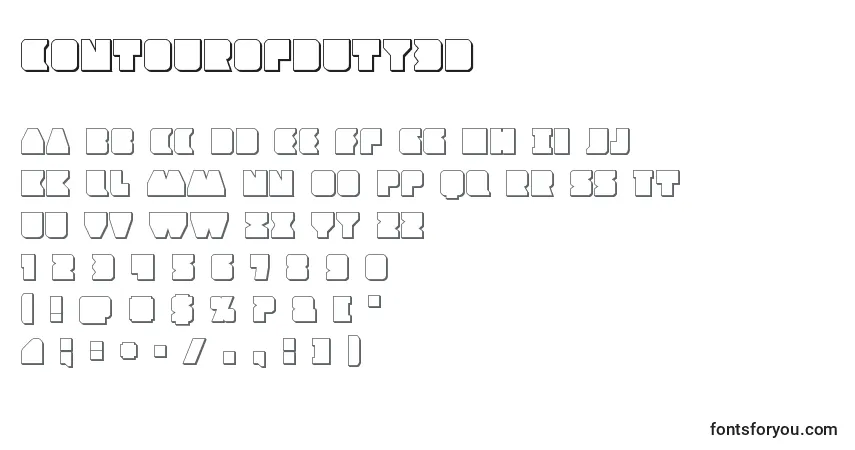 Contourofduty3Dフォント–アルファベット、数字、特殊文字