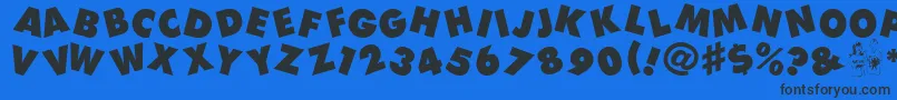 Devo Font – Black Fonts on Blue Background