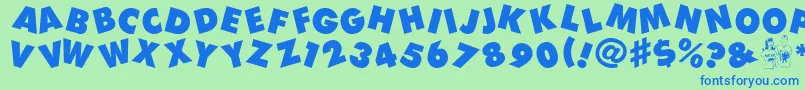 Devo Font – Blue Fonts on Green Background