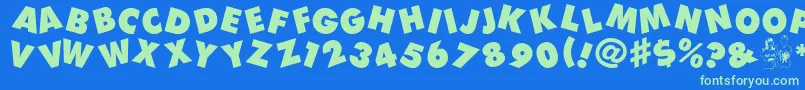 Devo Font – Green Fonts on Blue Background