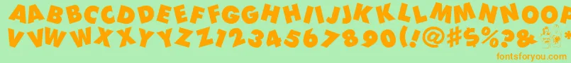 Devo Font – Orange Fonts on Green Background