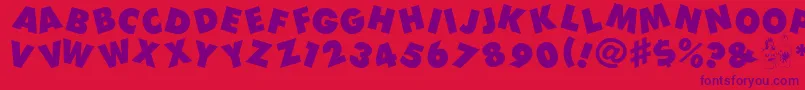 Devo Font – Purple Fonts on Red Background