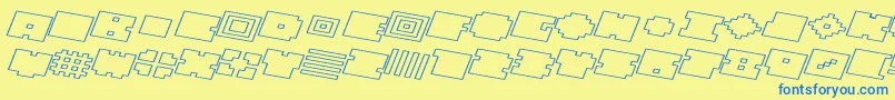 Шрифт QubeHollowWideItalic – синие шрифты на жёлтом фоне