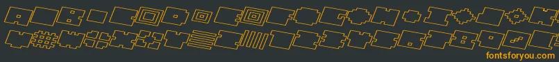 Fonte QubeHollowWideItalic – fontes laranjas em um fundo preto