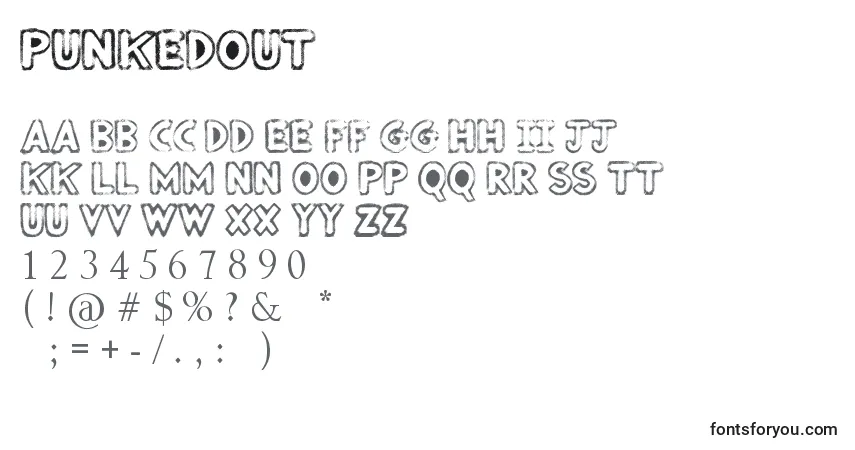 Czcionka PunkedOut – alfabet, cyfry, specjalne znaki