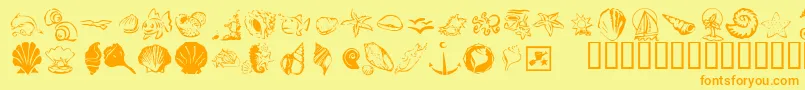 KrDownByTheSea Font – Orange Fonts on Yellow Background