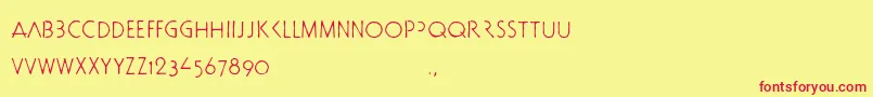 Docbtrial-Schriftart – Rote Schriften auf gelbem Hintergrund