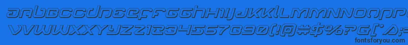 Gunrunner3Dital-Schriftart – Schwarze Schriften auf blauem Hintergrund