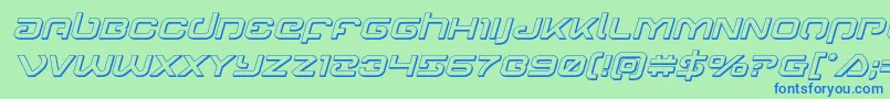 フォントGunrunner3Dital – 青い文字は緑の背景です。