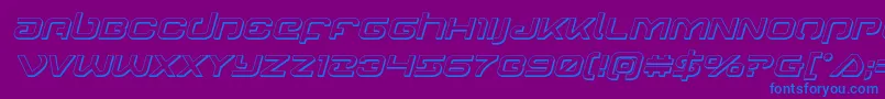 Gunrunner3Dital-Schriftart – Blaue Schriften auf violettem Hintergrund