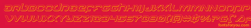 Gunrunner3Dital-Schriftart – Orangefarbene Schriften auf rotem Hintergrund
